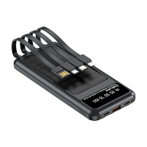 แบตสำรองพลังงานแสงอาทิตย์แบบบาง10000มิลลิแอมป์พร้อมสายชาร์จไฟ LED 4สายชาร์จกลางแจ้งแบบพกพาสำหรับการเดินทางตั้งแคมป์ - Product Image 1