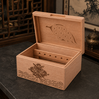 Humidor de Luxe en Bois Naturel Chaleureux Fait Main, Anti-Humidité, avec Motif Dragon Gravé au Laser, Couvercle à Tirer, Rangement de Bureau