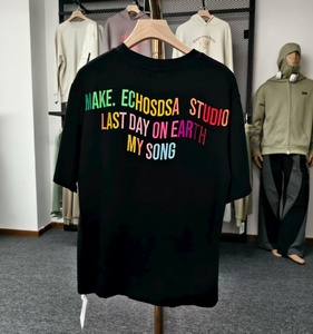 T-shirt vintage tissé, streetwear américain hip-hop, mode, 100% coton, coupe ample, respirant, écologique, pour homme, vêtements d'été - Product Image 3