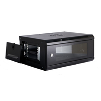 Baies de serveur verticales standard 4U pour entreprises, avec 4 poteaux, profondeur réglable, mini-rack de serveur avec ventilateur et roues