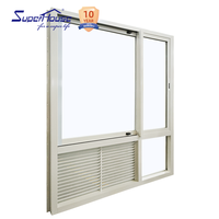 Fenêtre coulissante en aluminium avec persiennes intégrées, facile à nettoyer, certifiée AS2047, écoénergétique, fournisseur, taille personnalisée, blanc