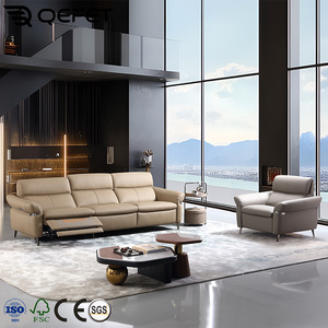 Sala de estar sencilla y moderna con reposabrazos, hardware exterior, sofá reclinable eléctrico elegante decorado para descanso familiar - Product Image 1