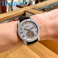 Reloj de lujo de moissanita completa con movimiento transparente para hombre, reloj de pulsera mecánico Hip Hop Iced Out Moissanite, reloj de joyería para hombre
