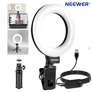 Éclairage photographique <span class=keywords><strong>NEEWER</strong></span> BR60 Basic, <span class=keywords><strong>anneau</strong></span> <span class=keywords><strong>lumineux</strong></span> de 5 pouces avec clip et trépied de bureau pour vidéoconférence, ordinateur portable, diffusion en direct - Product Image 1