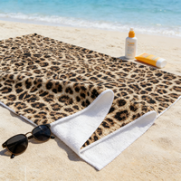 Serviettes de plage personnalisées en microfibre à séchage rapide, sans sable, gaufrées, grandes, de haute qualité, antibactériennes, à imprimé léopard