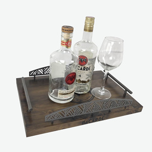 Bandeja de servicio de madera tallada <span class=keywords><strong>Bacardi</strong></span> con diseño antideslizante de textura marrón para bares y hoteles, bandeja de talla hecha a mano con estilo duradera - Product Image 6