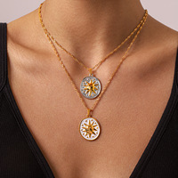 Kalung Liontin Bambu Bunga Matahari Bahan Stainless Steel, Gaya Desainer Sporty Serbaguna, Perhiasan Terlaris untuk Wanita