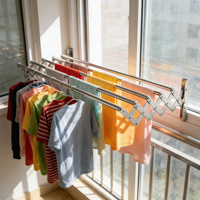 Séchoir à linge mural pliable et extensible en aluminium de 120 cm à 5 barres, grande taille, gain de place, pour salle de bain moderne