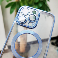 Casing ponsel transparan tahan guncangan, casing ponsel lapis elektro TPU magnetik tahan guncangan dengan pelindung lensa kamera untuk iPhone X 11 12 13 14 15 16 Pro Max
