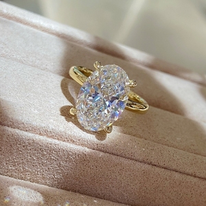 แหวนหมั้นทองคำแท้ 18K ยี่ห้อ Aazuo Luxury ประดับเพชรเพาะเลี้ยง 2.0ct-5.0ct รับรองโดย IGI ของขวัญสำหรับผู้หญิงในงานแต่งงาน - Product Image 2