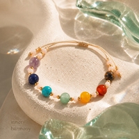 Bracelet réglable Go2boho avec perles multicolores en pierre naturelle et alliage plaqué or, bijoux bohèmes pour femmes