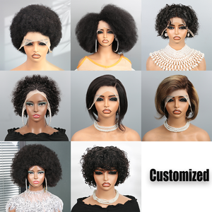 <span class=keywords><strong>Parrucche</strong></span> <span class=keywords><strong>Corte</strong></span> Pixie Cut in Capelli Umani per Donne, Parrucca con Onde Finger Wave, Colore Naturale, Senza Colla, Realizzata a Macchina - Product Image 4