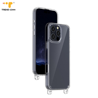 Coque de téléphone mobile transparente anti-choc de luxe originale avec protection d'écran et trous pour sangle pour iPhone 14/16/XR/Max/Pro Max