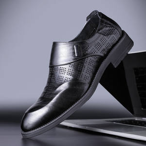 Chaussures pour hommes en cuir véritable, confortables, polyvalentes, à lacets et à talons hauts, chaussures habillées formelles avec semelle souple - Product Image 6