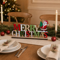 Décorations de Noël en bois personnalisées, luge en bois et figurines de dessin animé, articles de décoration de bureau, ambiance festive transfrontalière