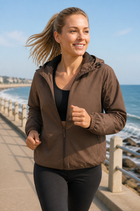 Veste en nylon écologique avec logo personnalisé |   Vêtement d'extérieur coupe-vent à capuche |   Veste légère unisexe style Gorpcore à col montant et fermeture éclair - Product Image 3