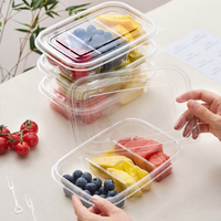 Boîtes d'emballage alimentaire rectangulaires jetables en plastique PE transparent pour fruits gâteau collations sandwich salade pain sucre