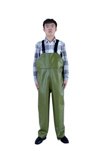Traje de pesca impermeable de PVC engrosado, pantalones verdes con correas, material ecológico resistente a químicos - Product Image 4