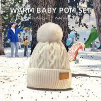 Adorable ensemble 2 pièces bonnet tricoté à pompon amusant et cache-cou cache-col pour bébés et jeunes enfants, 100 % acrylique