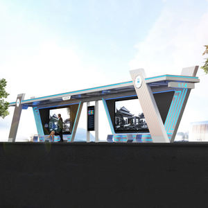 Su misura di alta qualità moderna Smart in acciaio inox stazione di autobus solare con <span class=keywords><strong>LED</strong></span>/LCD Digital Signage e pubblicità scatola luminosa - Product Image 3