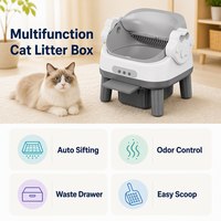 Bac à litière pour chat à nettoyage automatique, ouvert en dessus, avec capteur MW et marchepied facile d'accès, pour chats automatiques