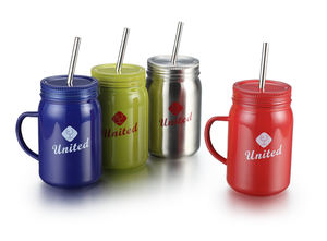 Bocaux Mason personnalisés sans BPA de 16 oz, forme carrée ou ronde, avec poignée et couvercle - Product Image 4