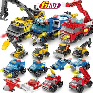 Fabrik preis 6 in1 Heavy Engineering House Zement mischer Mini Loader Truck Car Klassisches Modell Bausteine Sets Bricks Toy City