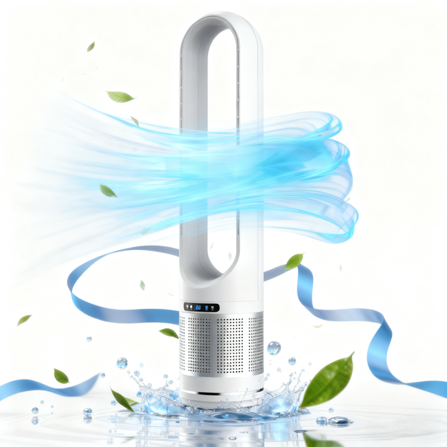 2025 Dual Use Air Cooler DC Bladeless Fan With Air Purifier Hepa13 Bladeless Fan