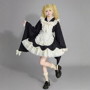 Japanese Lolita Maid Dress Black White Lace Apron Cosplay Costume For Anime Role Play Fresh Sweet Style - Product Image 3