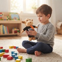 Jouet en peluche personnalisé de 25 cm, singe avec chemise et pantalon, rembourrage en polyester et coton PP, certifié CE, pour les enfants de 0 ans et plus