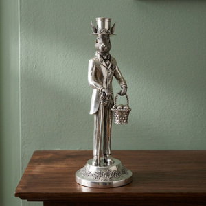 Bougeoir en métal de style gentleman lapin en laiton AK en argent fini antique à bas prix pour la décoration intérieure/décor de festival - Product Image 2
