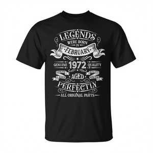 Legends Were Born in February <b>1972</b> Birthday <b>T</b>-<b>Shirt</b> Customizable Promotional Gift - Product Image 2