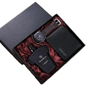 Black Luxury 7 Leather Sets Watch Wallet Perfume Box For Present Business Gift Men Gift Set