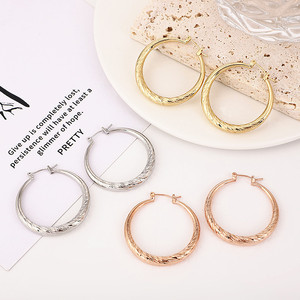 <b>Hoop</b> <b>Earrings</b> Round Gold <b>Silver</b> Rose Gold Copper Alloy Party Fashion Jewelry Large Irregular Cut <b>Earrings</b> - Product Image 1