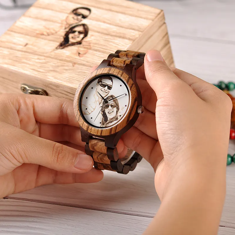 BOBO BIRD 2020 Top qualité en bois montre avec photo chronographe personnalisé imprimé montre Dropshipping