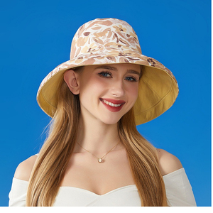 قماش مزدوج الجانب للنساء حافة واسعة حافة معدنية سلكية الصيف UPF50 + زهرة السفر الشاطئ قابلة للطي عكسها - Product Image 4