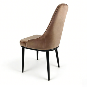 Chaise de salle à manger Chesterfield en tissu rétro classique rembourrée douce de style moderne brun chocolat - Product Image 2