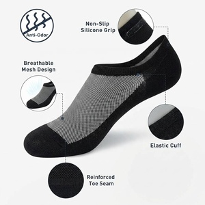 6 paires de chaussettes pour hommes en coton, grande <span class=keywords><strong>maille</strong></span> respirante, invisibles, anti-odeur, avec semelle en silicone antidérapante, bout renforcé, pour l'été et le bureau - Product Image 4