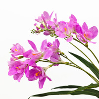 Bouquet de fleurs artificielles violettes, arrangement multi-branches avec feuilles vertes pour la décoration de mariage et de la maison, vente en gros