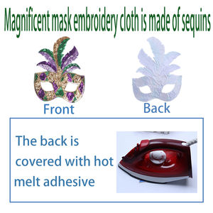 Maschera Grande con Coda di Fenice in Perline per Mardi Gras con Design Personalizzabile per Vestiti e Borse Applicazione a Caldo - Product Image 6