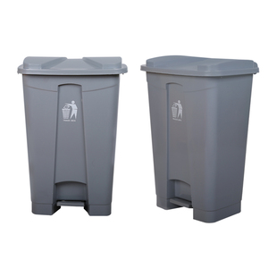 A Trash Can Hot Sell Customized Logo Printing Pedal Grey Color Kitchen Plastic Trash Can Hotel