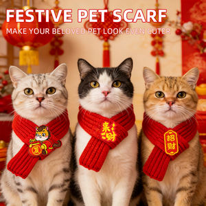 Acessórios Auspiciosos Estilo Chinês para o Ano do Cavalo: Lenço para Gatos e Cachecol para Cães (Malásia, Singapura, Japão, Tailândia, Vietnã) - Product Image 2