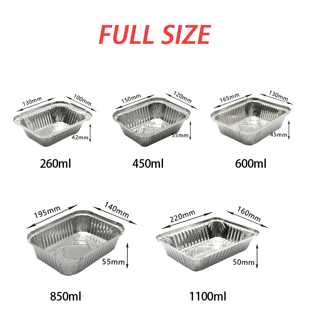 Alloy 8011 550ml Rectangular Foil Trays With Lids Work Home Packaging