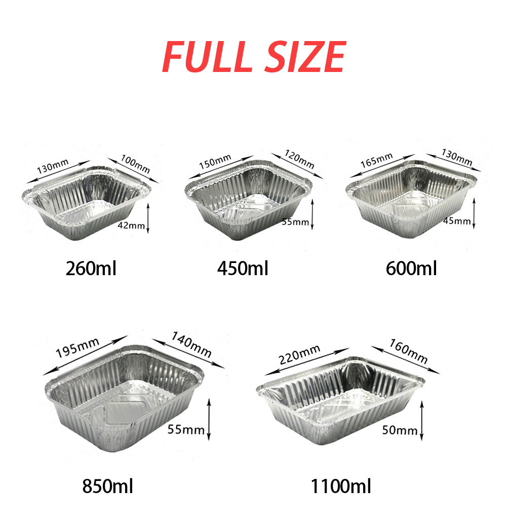 Eco Friendly 650ML Rectangular Foil Trays 8011 Aluminium Tinfoil Loaf Pan