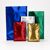 Sacs d'emballage mats en Mylar à fermeture éclair, noirs, à trois soudures latérales, de qualité alimentaire, pour café en poudre, snacks et électronique