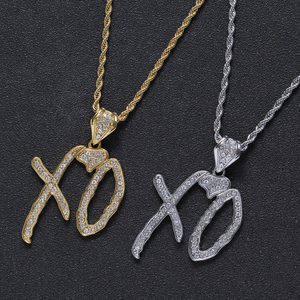 Collier pendentif lettres glacées pour hommes en alliage bon marché Bijoux de mode HIP HOP BLING BLING N344 - Product Image 2