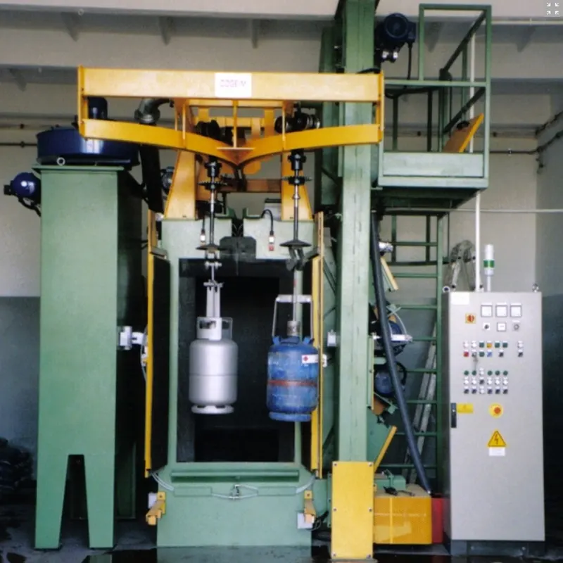 Double Hook Orbital Derusting Machine Used In Electric Tricycle Frame Type Shot Blasting Machine