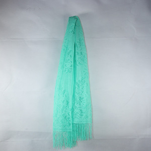 Écharpe triangulaire en dentelle de polyester pour femmes, brodée, avec glands, châle d'église, 170*65cm, respirante, pendentif, <span class=keywords><strong>mantille</strong></span> en dentelle espagnole, voile pour la tête - Product Image 2