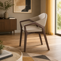 Fauteuil minimaliste en bois massif de frêne, design italien moderne MULIGNA, dossier incurvé, ergonomique, respectueux de l'environnement, chaise de salle à manger pour la maison