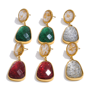 JINYOU 6515 Klassische Edelstahl-Ohrringe mit Pailletten, große geometrische Form, Zirkonia-Tropfenohrringe, Schmuck - Product Image 1